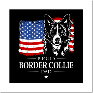 Proud Border Collie Dad American Flag patriotic dog Posters and Art